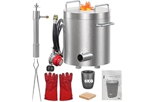 GARVEETECH Propane Melting Furnace Kit 6 kg Smelting Furnace Kit 1300°C/2372°F with Crucibles & Tongs Kiln,Stainless Steel Smelter for Metal Scrap Recycle,Gold Copper Silver Aluminum Metal Casting Machine