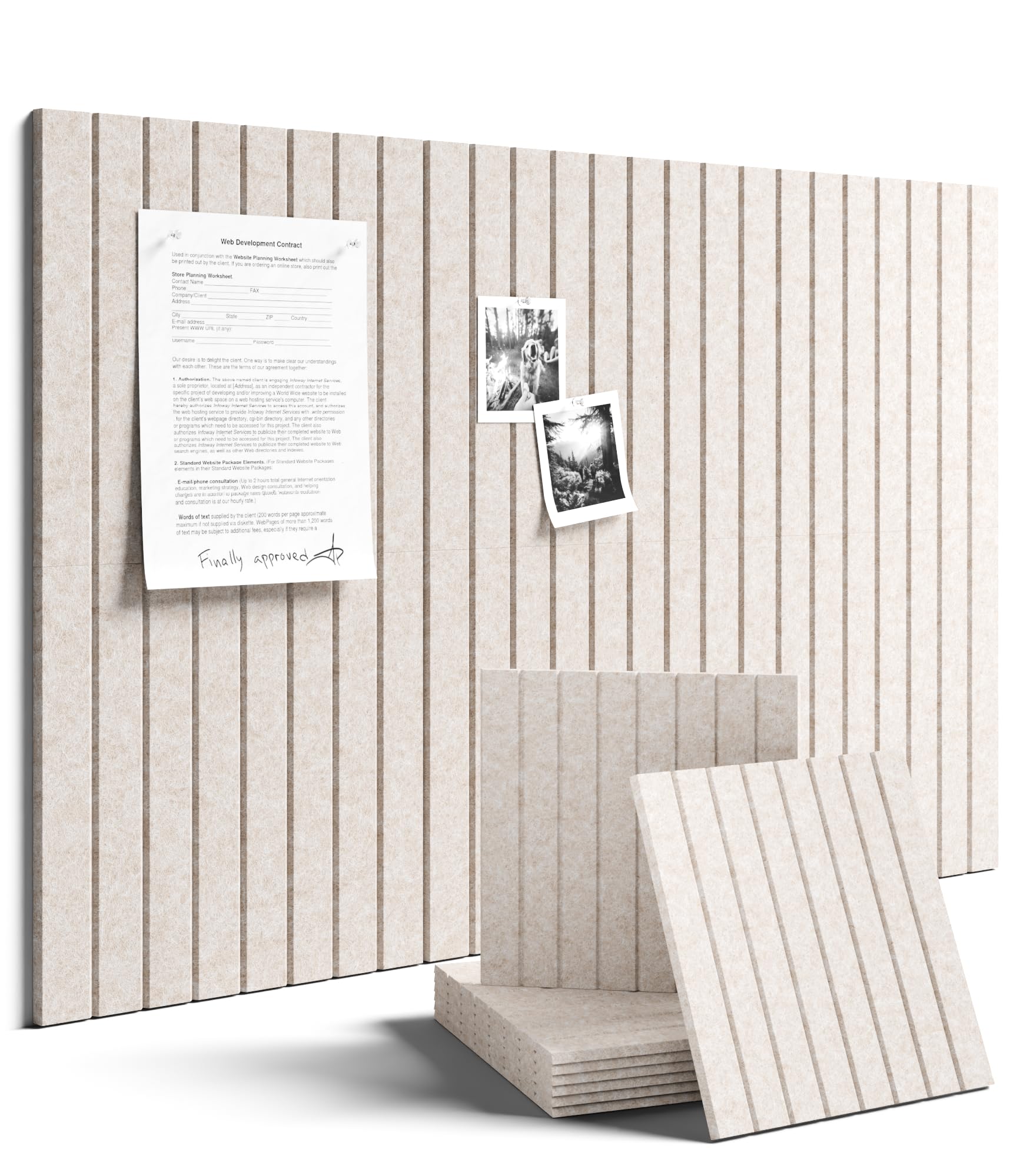 Fluxynara Large Felt Bulletin Board 36" x 24" Cork Board Alternative-6 Pack with 40 Safe Removable Adhesive Tabs, Cork Boards for Walls Cork Board for Home Office Classroom Pin Board (Oatmeal)