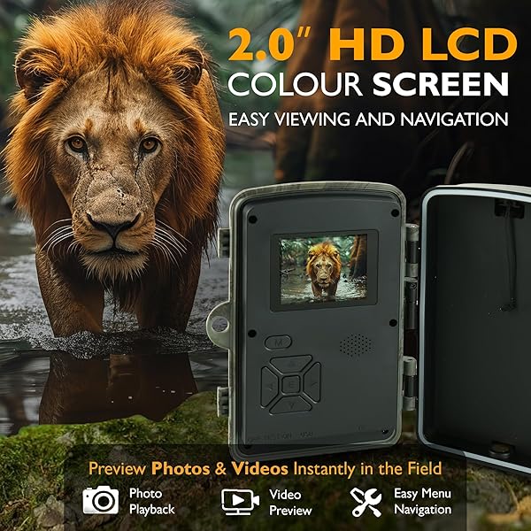 HAWKPRO DL-002 TRAIL CAMERA (NON-CELLULAR) – 60MP GAME CAMERA WITH NIGHT VISION MOTION ACTIVATED WATERPROOF IP-66, 0.3S TRIGGER TIME & 120° WIDE ANGLE – TRAIL CAM W/ 32GB CARD, USB CABLE & STRAP