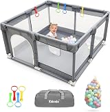 Kidoola Baby Playpen 127x127cm with Padded Frame & Mesh Walls - Grey