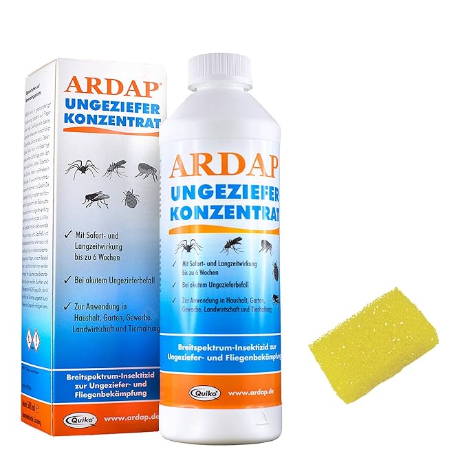 Quiko 500 ml Ardap Ungezieferspray Konzentrat Langzeitwirkung + Insektenschwamm