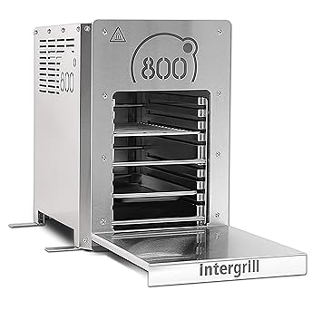 intergrill 800° elektrogrill Indoor Quarzbrenner Hochleistungsgrill Oberhitzegrill Tischgrill Farbe Grau Edelstahl inkl. Gril