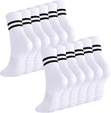 Zuimei Yoga Grip Socks Women Non Slip Grippy Socks Mid Calf White UK 39-42
