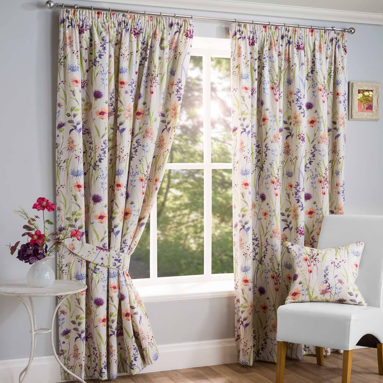 Sundour Hampshire Pencil Pleat Curtains, Half Panama Polycotton, Multi (90 x 90)