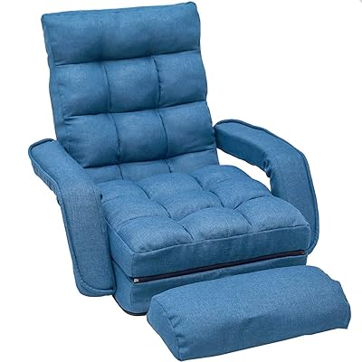 Merax Folding Chaise Lounge Sofa Lounger with Armrests and Pillow