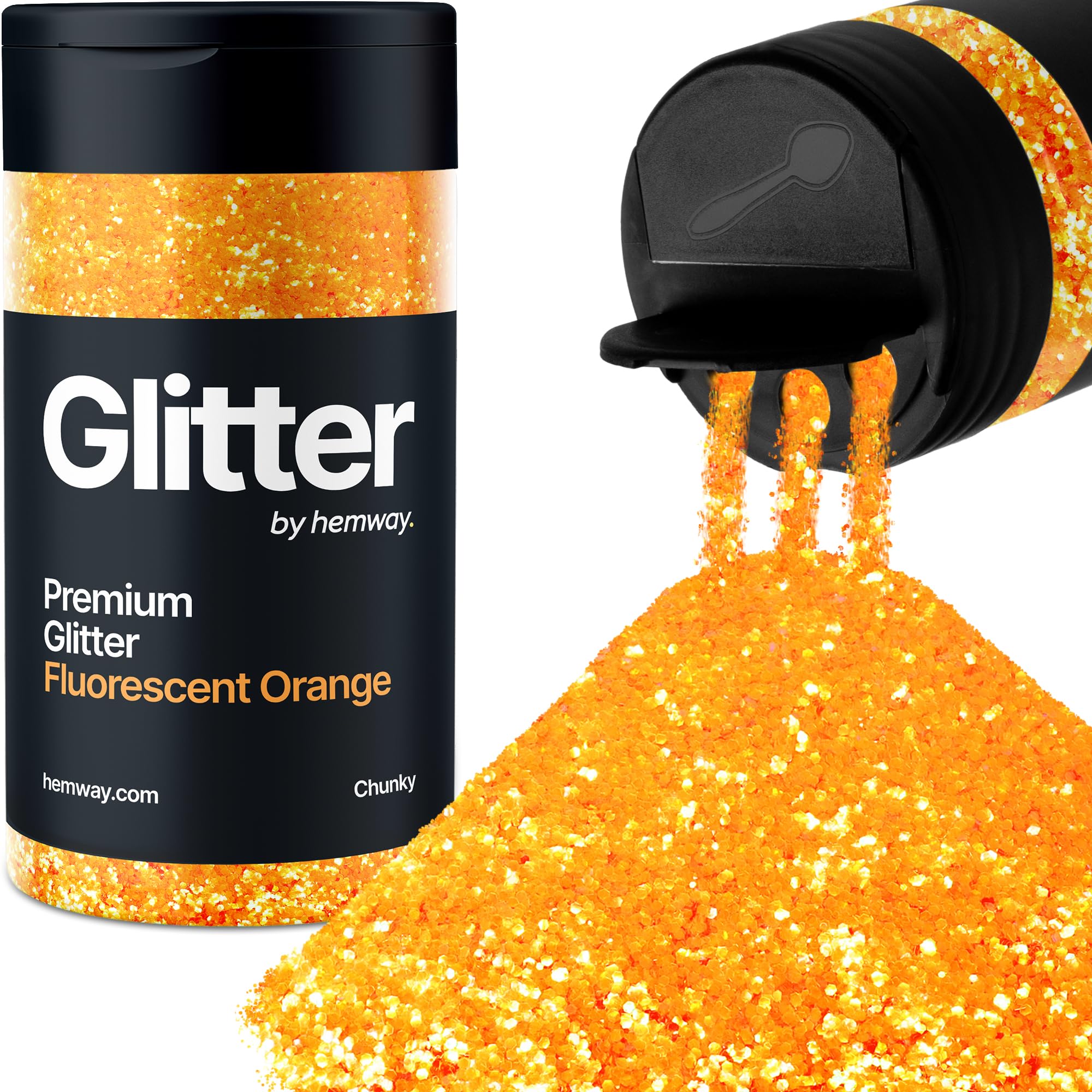 Fluorescent Orange Glitter Shaker, 130g Chunky Glitter, Crafts 1/40" Metallic Flake Orange Sequins, Resin & Epoxy Crafts, Decorating, Halloween, Christmas Nail, Face, Hemway