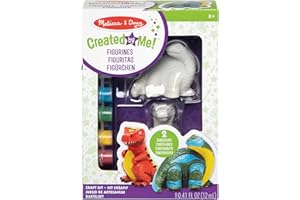 Melissa & Doug Create by Me Kit de peinture de dinosaures pour enfants (2 dinosaures en résine, 6 peintures, pinceau)