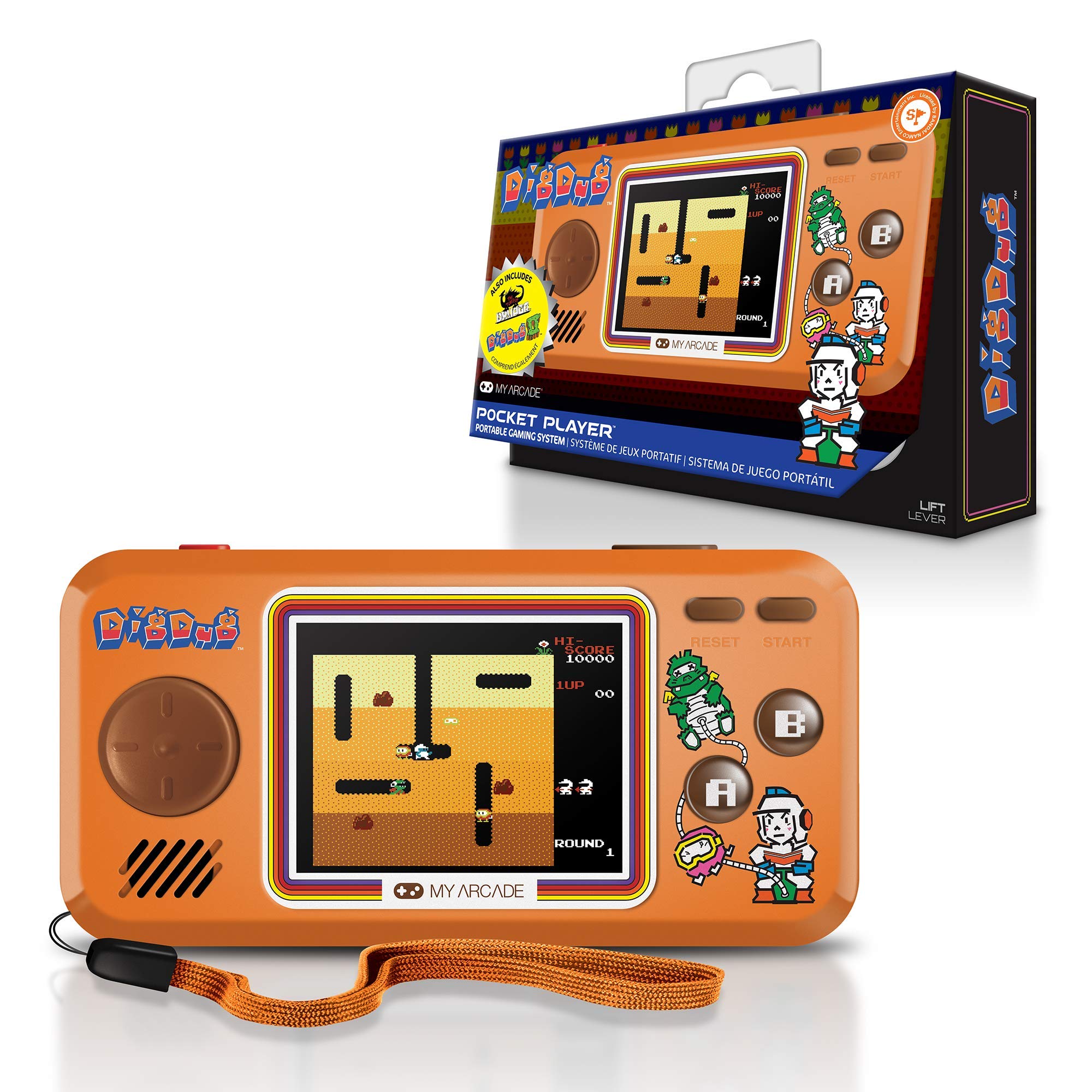 My Arcade Pocket Player Handheld Game Console: 3 Built In Games, Dig Dug 1 & 2, Tower of Druaga, Collectible, Full Color Display, Speaker, Volume Controls, Headphone Jack, Battery or Micro USB Powered