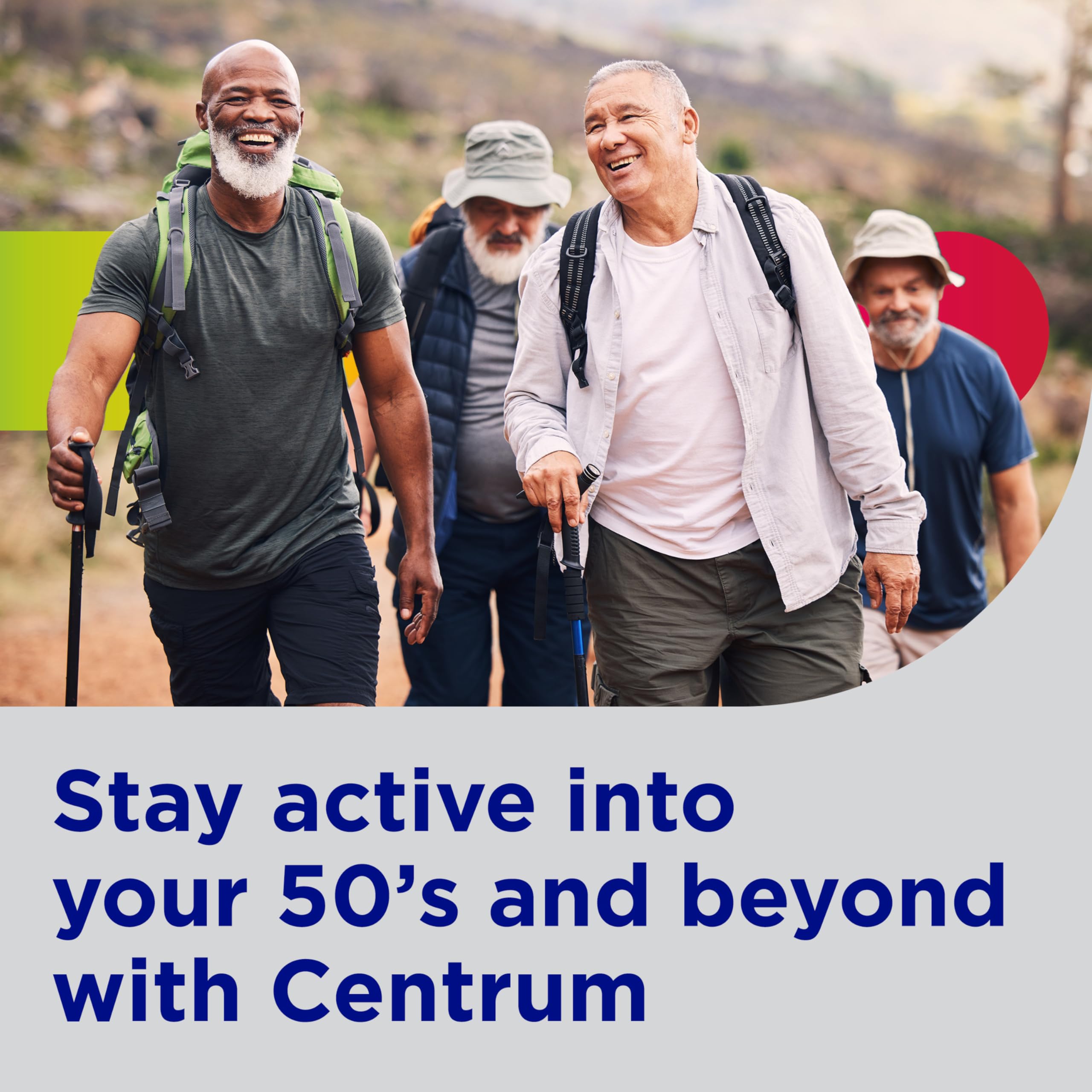 Centrum Silver Men's 50+ Multivitamin with Vitamin D3, B-Vitamins, Zinc for Memory and Cognition - 200 Tablets