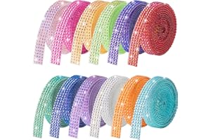 LYXMYGS Rhinestone Ribbon Self Adhesive, 12-Yard Bedazzling Strips, 12-Rolls Rhinestone Strips for DIY Craft, Rhinestones for Crafting, Rhinestones Tape Self Adhesive for Home Decor and Special Events
