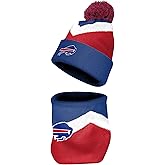 FOCO NFL Unisex-Adult Officially Licensed Primary Logo Team Color 2 Pack Neck Warmer Gaiter and Cuffed Knit Beanie Hat Set