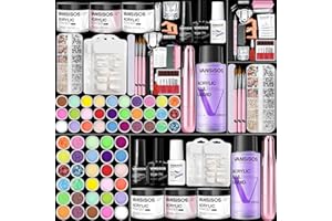 VANSISOS Acrylic Nail Kit for Beginners with Everything: Professional Nail Kit with Drill and Acrylic Powder Liquid Set Decoration Supplies Manicure DIY Salon Women Christmas Gift