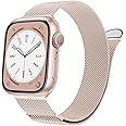 MARGE PLUS Compatible with Apple Watch Band Series 10, Ultra 2, SE, Ultra 9 8 7 6 5 4 Women and Men, Stainless Steel Mesh Loop Magnetic Clasp Replacement for iWatch Bands 38mm 40mm 41mm 42mm RoseGold