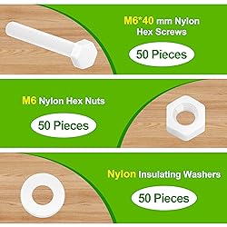 Pzsmocn 150 Pieces/50 Sets M6*40 mm Plastic White