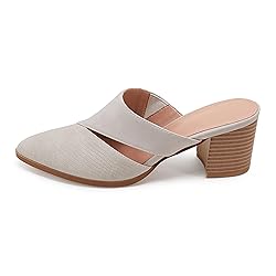 Syktkmx Womens Cutout Backless Chunky Stacked Mules