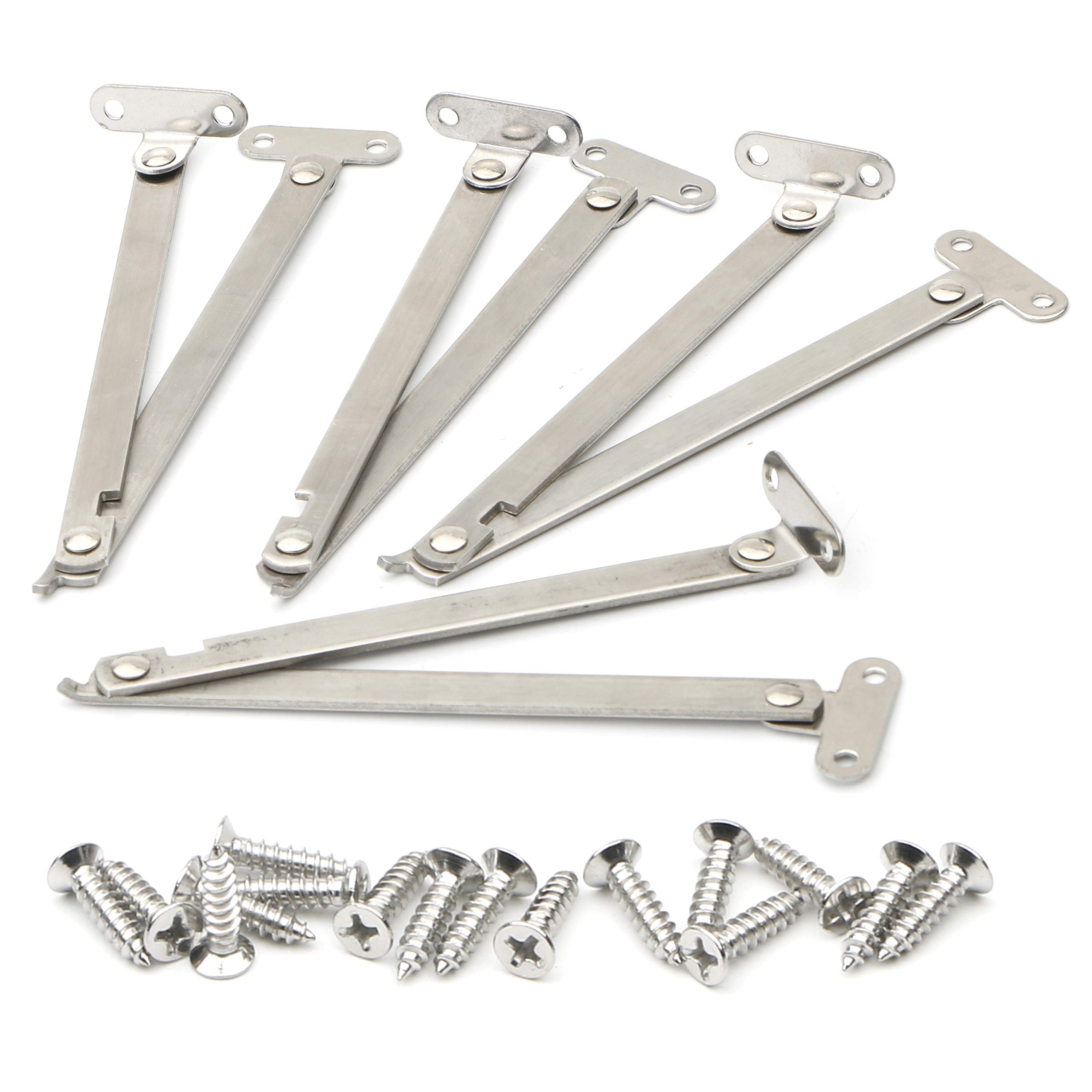 Pxyelec Cabinet Hinges, 4 pcs Stainless Steel Kitchen Cupboard Wardrobe Door Hinges, Rotatable Folding Lid Stay Hinge for Furniture Cabinet Doors and Kitchen Cabinets