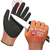 Schwer ProGuard Highest Level Cut Resistant Work Gloves PR3326 for Extreme Protection,ANSI A9 Cut Gloves with Reinforced Thumb, Non Slip, Breathable, Durable, Touch-screen, Non PFAS, Orange 1 Pair(L)