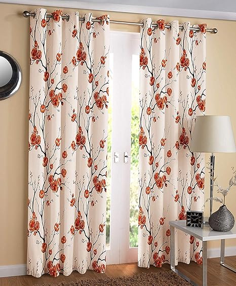 Buy Home Decor Kart Long Crush Polyester Floral Print 4 X 8 Ft