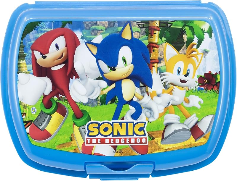 Sandwichera Infantil Sonic 1686ml - Fiambrera con Cierre de Seguridad - Material Resistente para Colegio Parque Excursiones