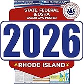 2026 Rhode Island State and Federal Labor Law Poster - OSHA Workplace Compliant - Mandatory Regulations Posting for Employees - All-in-One Required Compliance Posting 17" x 40" - Laminated (English)