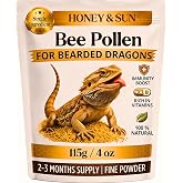 Organic Bee Pollen Powder for Bearded Dragons &ndash; HONEY&amp;SUN 4oz Reptile Food | Organic bee pollen that gets picky bearded dragons eating greens &ndash; pure, fine powder for daily vitamin &amp; color support
