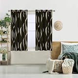 Deconovo Blackout Curtains 46x54 Inch Gold Wave Foil 2 Panels Bedroom view 2