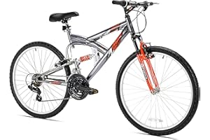 NORTH WOODS Kent International Northwoods Aluminum Full Suspension Mountain Bike - 26-inch or 24-inch Bike w/ 21-Speed Shimano Derailleur Drivetrain - Lightweight Mountain Bikes w/ Aluminum Frame for Cycling