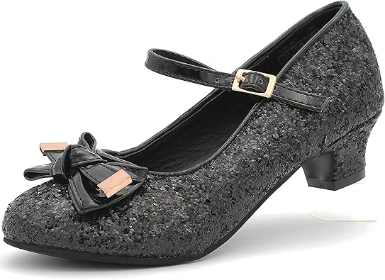 girls black glitter pumps