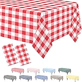 Kopokita 2 Pack Red Gingham Tablecloth, 54 x 108 Inches Red and White Checkered Tablecloths Plastic Table Cloth Disposable Picnic Tablecovers for Rectangle Table