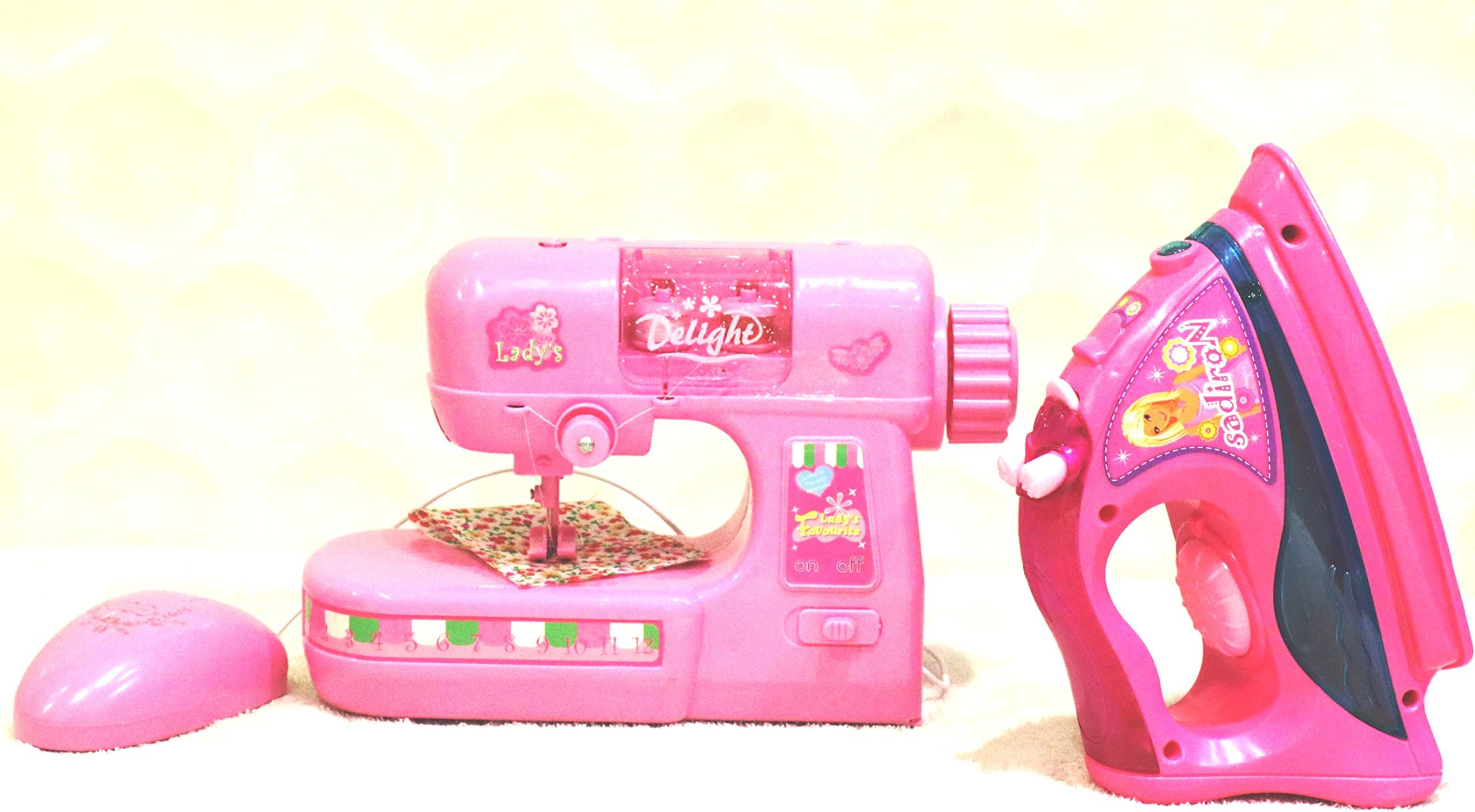 Magical Angel Pretend Play Children's Kid's Battery Operated Toy Sewing Machine & Clothing Iron Deluxe Combo Set