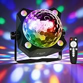 LED Disco Ball Party Light, Sound Activated Remote, 6 Color Strobe Lamp | Sound Activated, Strobe Effect, Remote Control, For Halloween Christmas Parties Birthday Karaoke