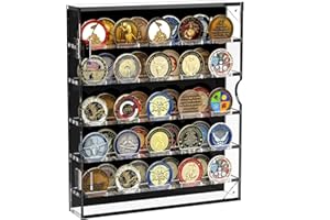 Carmanon Coin Holder, Challenge Coin Display Case, Acrylic Military Challenge Coin Holders for Collectors, Clear Coin Case Coin Box fits 45 Military Medals Poker Chip Pins Badges with Magnetic Door