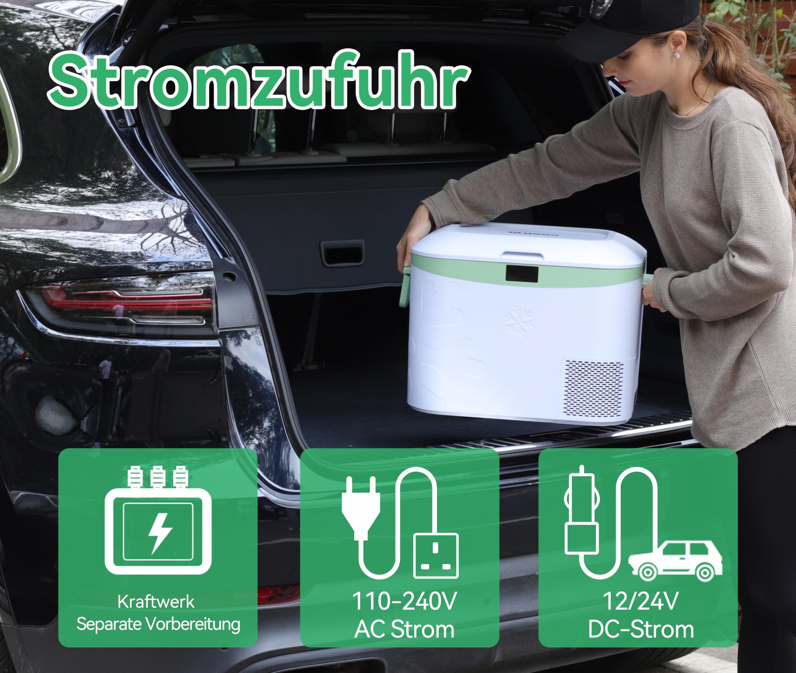 BINGI Kompressor Kühlbox 18L Tragbarer 12V Auto-Kühlschrank 12/24V DC und 230V AC Mini Gefrierschrank für Auto, LKW, Camping, Wohnmobil und Zuhause (15℃ bis -18℃) 5