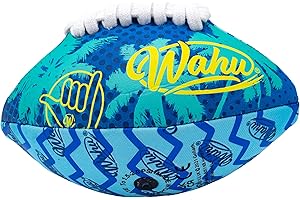 Wahu 100% Waterproof Mini Beach Football with Real Laces for in and Out of Water Play, 6.5" Outdoor Mini Football for Pool and Beach Games, Blue/Teal