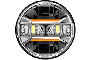 AUDEXEN 5.75" LED Headlight for Harley, Amber Signals & White DRL Round 5.75 Inch Motorcycle Headlight Compatible with Dyna Sportster Softail Iron 883 Street Bob Street Rod Super Wide Glide, Chrome