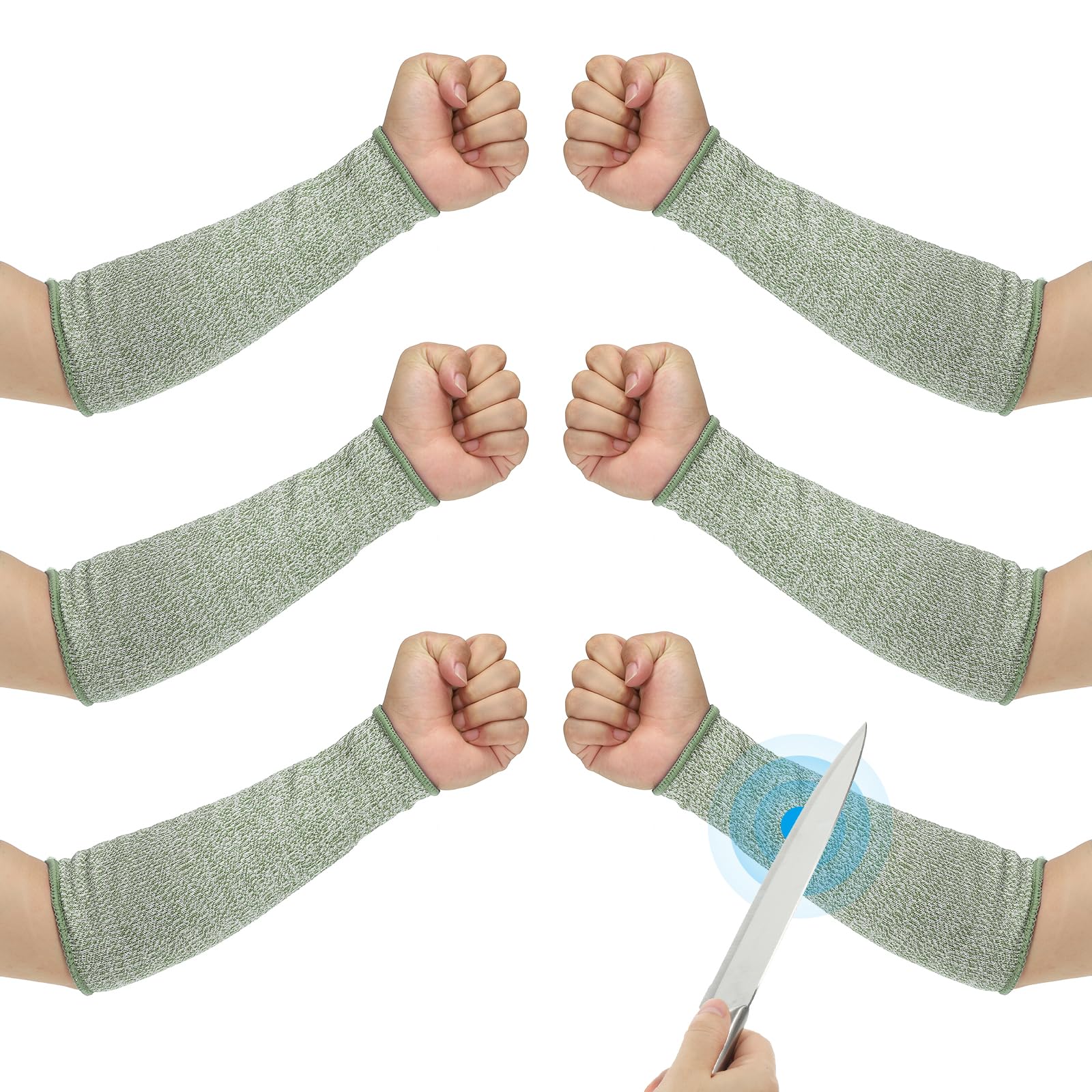 PATIKIL 10 Inch Cut Resistant Sleeve, 3 Pairs Arm Safety Protectors Sleeves Forearm Sleeve HPPE Level 5 Protection for Thin Skin and Bruising, XS, Dark Green