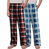 Arshiner Boys Pajama Pants 2 Pack Soft Plaid Sleepwear Kids Lounge PJ Bottoms with Pockets