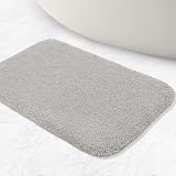Non Slip Bath Mat Thick Microfiber 40x60cm Light Gray view 7