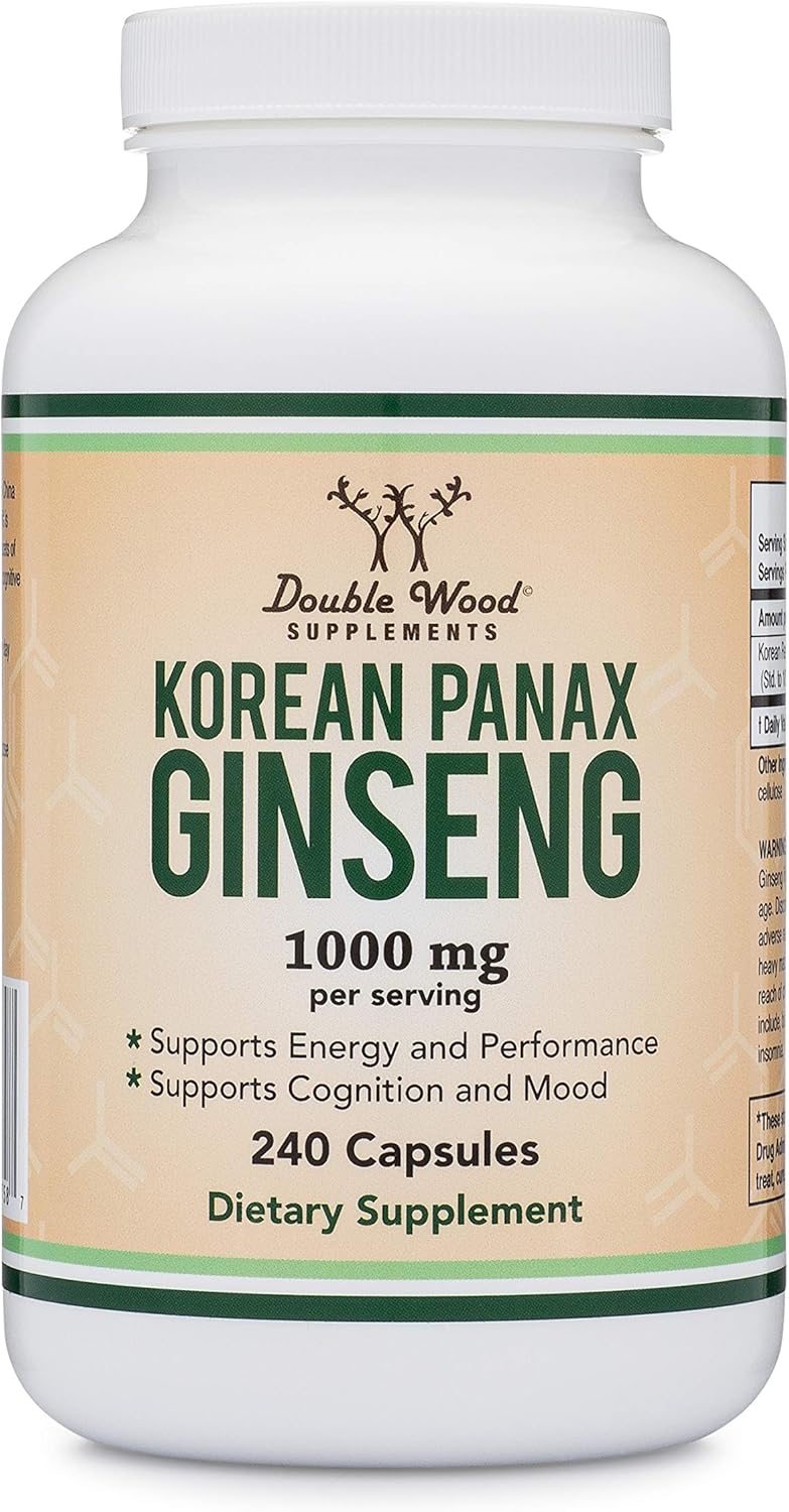 Panax Ginseng (Korean Red Variety) (4 Month Supply) 240 Vegan Capsules - 1,000mg per Serving for Mood, Cognitive Function, Energy and Stress by Double Wood Supplements: Health & Personal Care