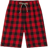 HiddenValor Big Boys Woven Cotton Pajamas Shorts, Pull On Lounge Shorts with Pockets