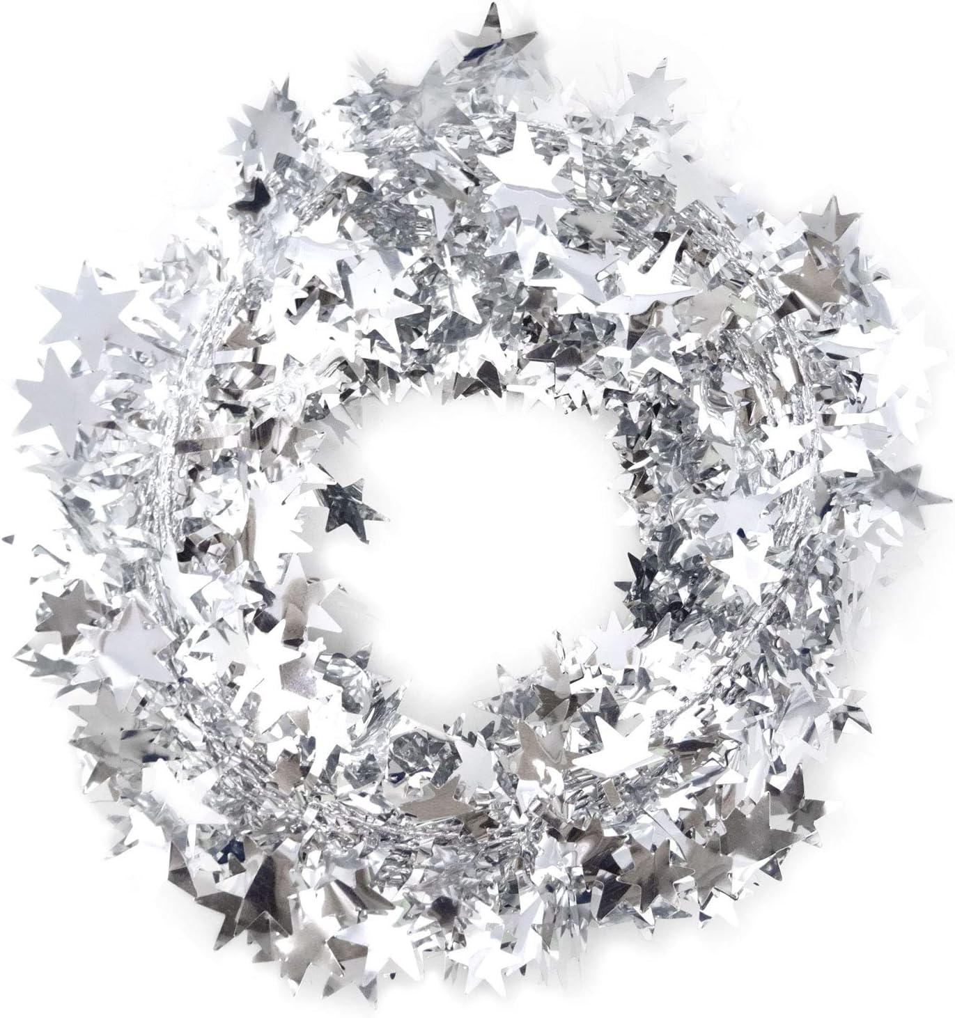 Wreaths, Garlands & Swags - Honbay 2 Rolls of Sparkly Star Tinsel Garlands with Wire for Christmas Tree, Home, Wedding, Birthday, Party, Festive Ornament(Silver)
