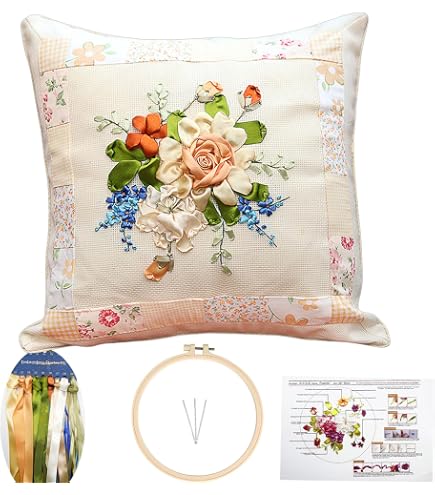Fancyes DIY Embroidery Pillow Cover Kit - 17.3x17.3 Inch With Pre-Printed Pattern, For Beginners - View #3