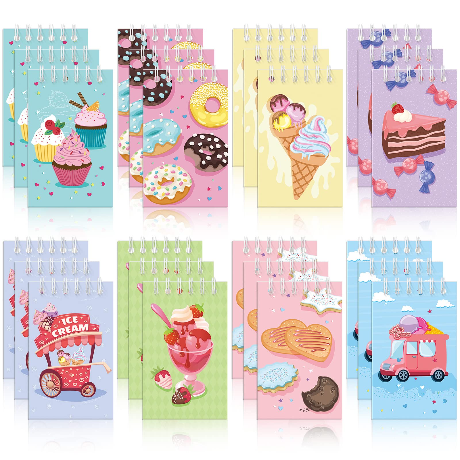 Photo 1 of **PARTIAL SET/ ONLY 12 ** Zonon 24 Pack Cute Mini Notebooks for Kids Ice Cream Party Favors Pocket Notebook Mini Ice Cream Spiral Notepads Gifts Bulk for Birthday Party Favors Supplies School Teacher Classroom Gifts