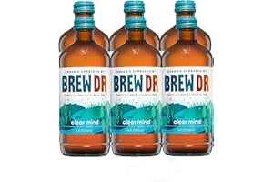 GEE GADGETS BREW DR Oraganic Kombucha, Tasty and Frizz Probiotic Tea, 14 Fl Oz - USDA Organic-Gluten-Free (Clear Mind - Pack of 6)