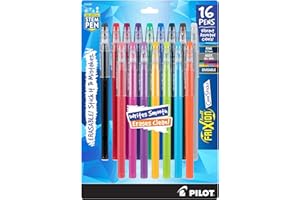 Pilot, FriXion ColorSticks Erasable Gel Ink Pens, Fine Point 0.7 mm, Pack of 16, Assorted Colors