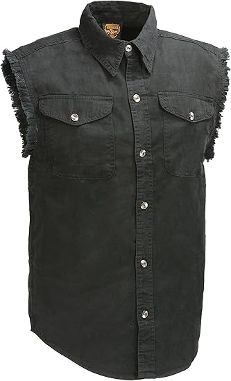 black denim sleeveless shirt