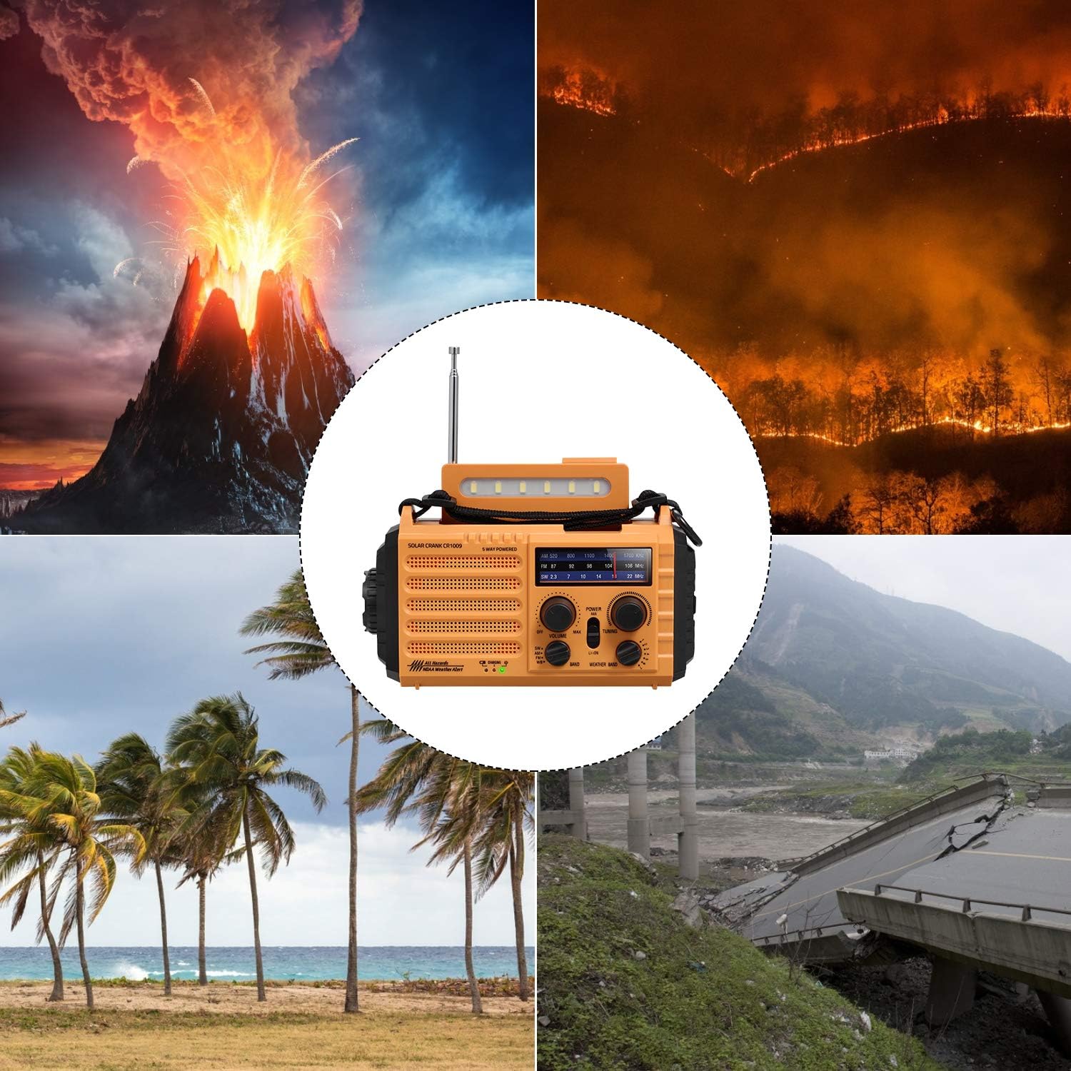 5-Way Powered Solar Hand Crank NOAA Weather Alert Radio,AM/FM Shortwave Survival Portable Outdoor Emergency Radio,2000mAh Rechargeable Battery Cellphone USB Charger,LED Camping Flashlight,SOS&Compass: Home Audio & Theater