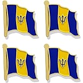 HSQCEZ 4 Pack Barbados Flag Lapel Pin - Barbadian Flags Pins Lapel Hat Backpacks Suit Decoration & Men Women Waving Patriotic Enamel Metal Badge Souvenir