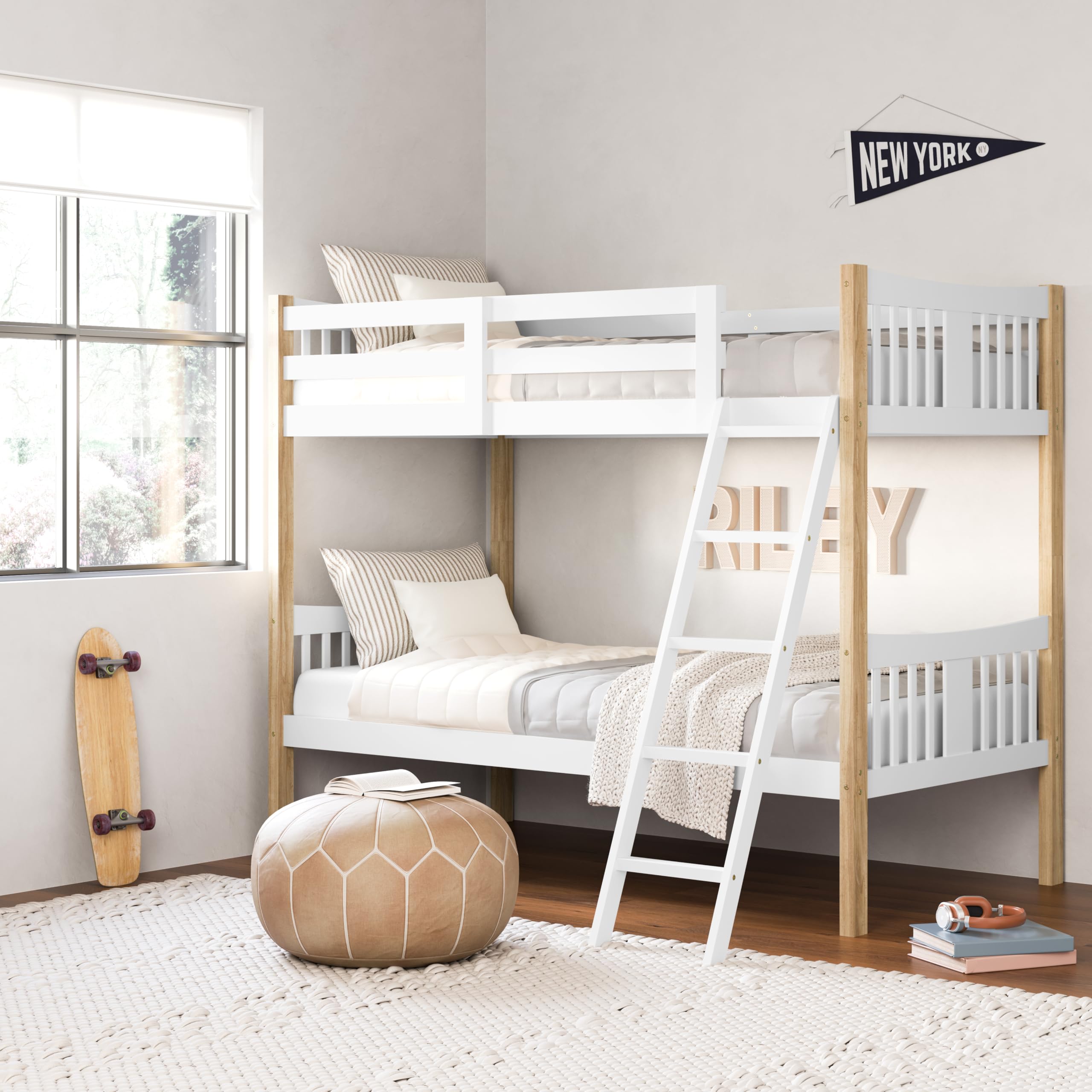 Photo 1 of ***************INCOMPLETE ITEM, THIS IS ONLY BOX A, MISSING BOX B**************
Storkcraft Caribou Bunk Bed Twin Over Twin Bunk Bed (White with Natural) - GREENGUARD Gold Certified, Converts to 2 Individual Beds
