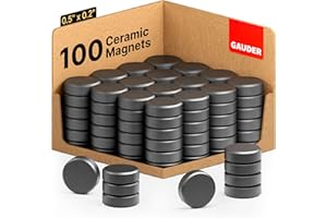 GAUDER Magnets for Whiteboard, Fridge & Bulletin Board - Strong Round Magnetic Discs - Black Magnets for Crafts (100 Pieces - 0.5" x 0.2")